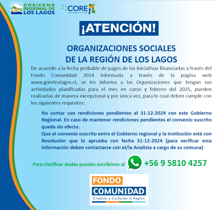 Aviso a Organizaciones Sociales - GORE LOS LAGOS